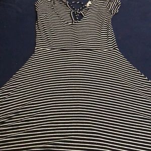 Open Back Striped Skater Dress